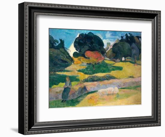 Girl Herding Pigs, 1889-Paul Gauguin-Framed Giclee Print