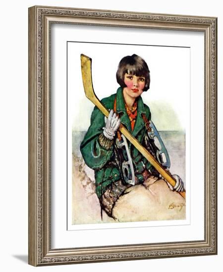 "Girl Hockey Player,"January 22, 1927-Ellen Pyle-Framed Giclee Print