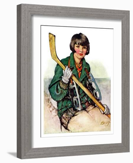 "Girl Hockey Player,"January 22, 1927-Ellen Pyle-Framed Giclee Print