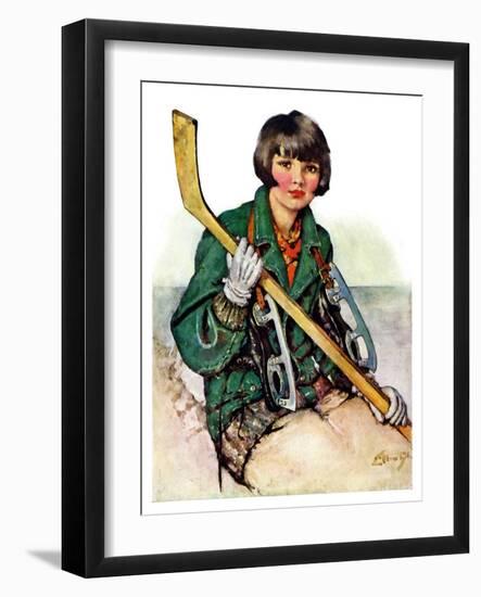 "Girl Hockey Player,"January 22, 1927-Ellen Pyle-Framed Giclee Print