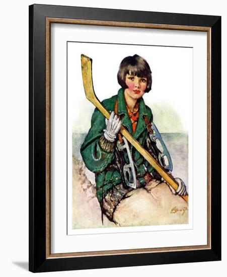 "Girl Hockey Player,"January 22, 1927-Ellen Pyle-Framed Giclee Print