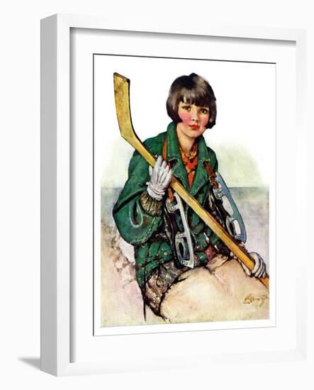 "Girl Hockey Player,"January 22, 1927-Ellen Pyle-Framed Giclee Print