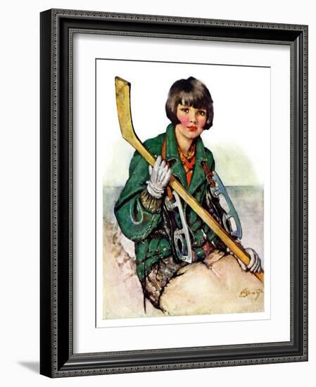 "Girl Hockey Player,"January 22, 1927-Ellen Pyle-Framed Giclee Print