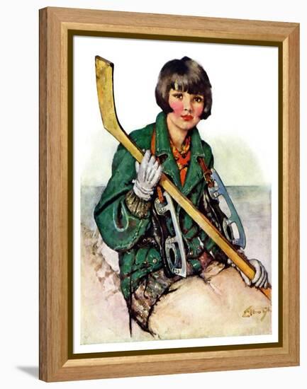 "Girl Hockey Player,"January 22, 1927-Ellen Pyle-Framed Premier Image Canvas