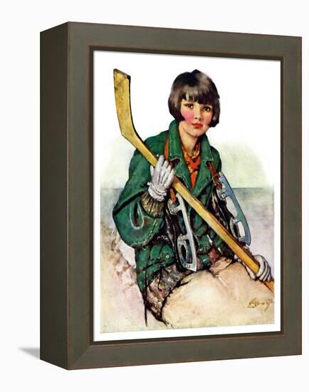"Girl Hockey Player,"January 22, 1927-Ellen Pyle-Framed Premier Image Canvas