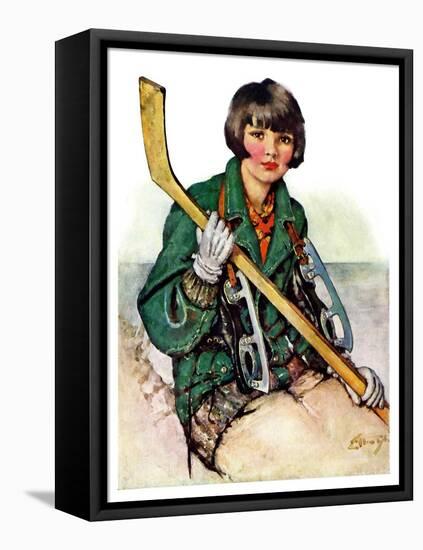 "Girl Hockey Player,"January 22, 1927-Ellen Pyle-Framed Premier Image Canvas