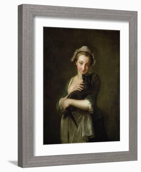 Girl Holding a Cat-Philippe Mercier-Framed Giclee Print