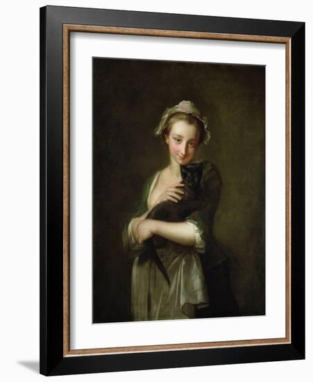 Girl Holding a Cat-Philippe Mercier-Framed Giclee Print