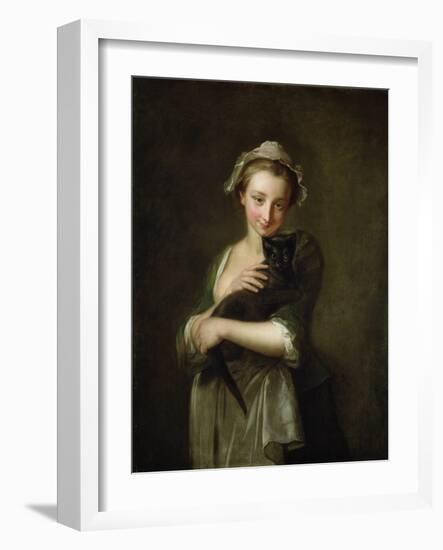 Girl Holding a Cat-Philippe Mercier-Framed Giclee Print