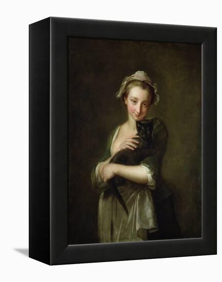 Girl Holding a Cat-Philippe Mercier-Framed Premier Image Canvas