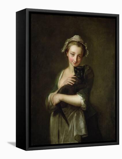 Girl Holding a Cat-Philippe Mercier-Framed Premier Image Canvas