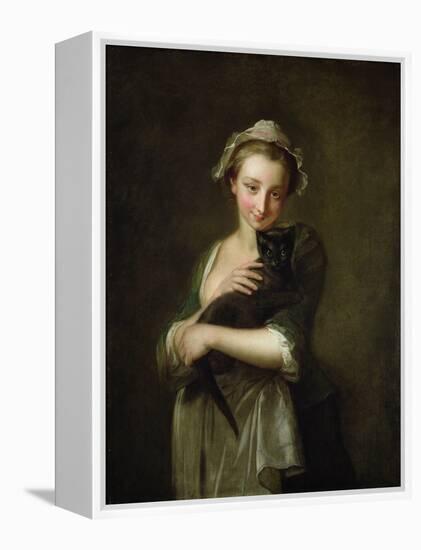 Girl Holding a Cat-Philippe Mercier-Framed Premier Image Canvas