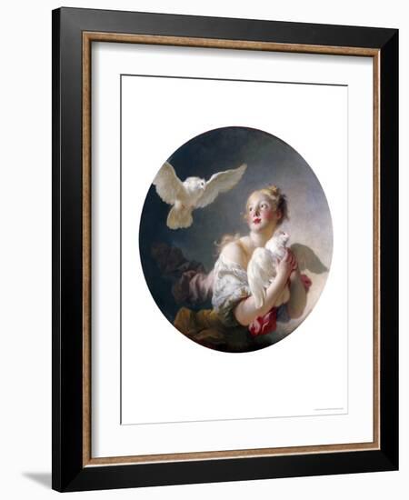 Girl Holding a Dove (Said to Be Portrait of Marie-Catherine Colombe)-Jean-Honoré Fragonard-Framed Giclee Print