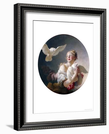 Girl Holding a Dove (Said to Be Portrait of Marie-Catherine Colombe)-Jean-Honoré Fragonard-Framed Giclee Print