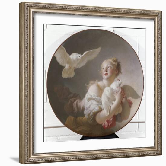 Girl Holding a Dove-Jean-Honoré Fragonard-Framed Giclee Print