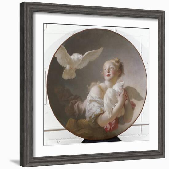 Girl Holding a Dove-Jean-Honoré Fragonard-Framed Giclee Print