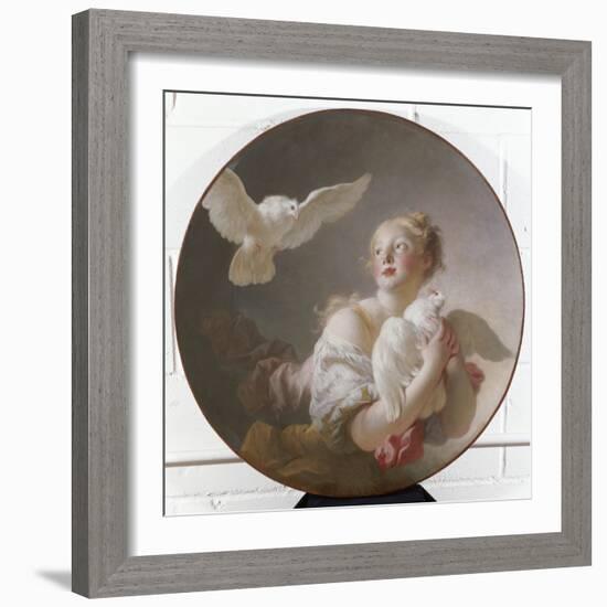 Girl Holding a Dove-Jean-Honoré Fragonard-Framed Giclee Print