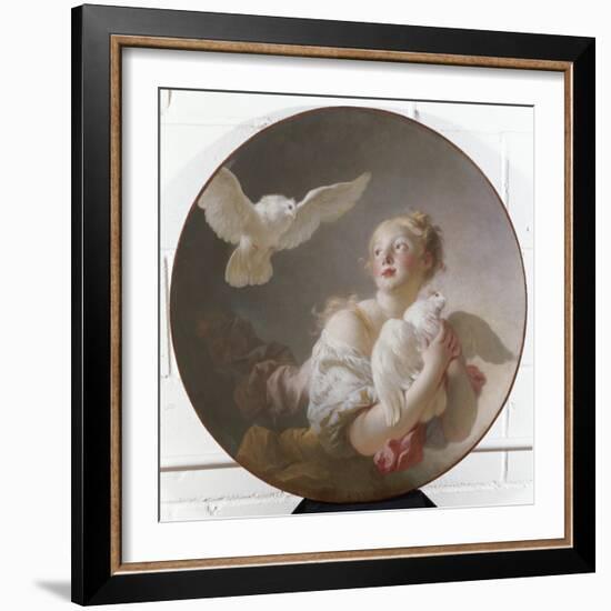 Girl Holding a Dove-Jean-Honoré Fragonard-Framed Giclee Print