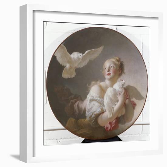 Girl Holding a Dove-Jean-Honoré Fragonard-Framed Giclee Print