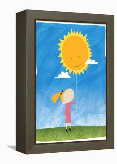 Girl holding a sun balloon-Harry Briggs-Framed Premier Image Canvas