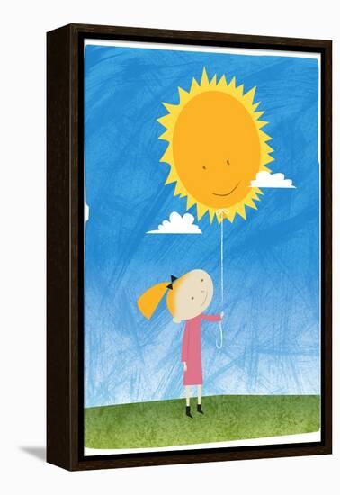 Girl holding a sun balloon-Harry Briggs-Framed Premier Image Canvas