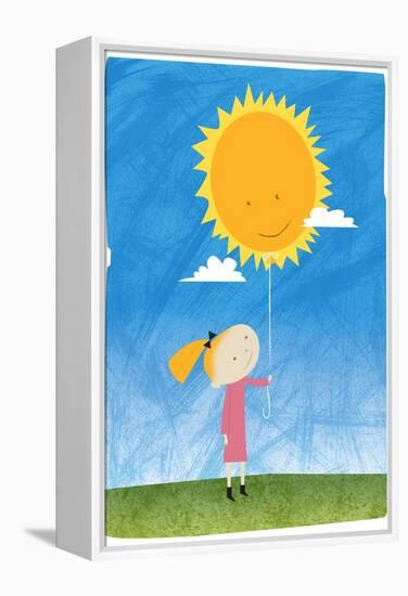 Girl holding a sun balloon-Harry Briggs-Framed Premier Image Canvas