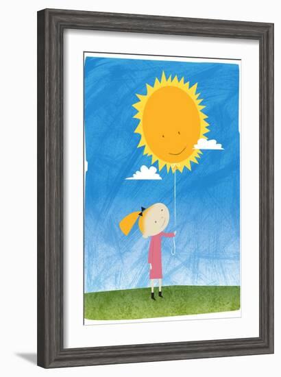 Girl holding a sun balloon-Harry Briggs-Framed Giclee Print