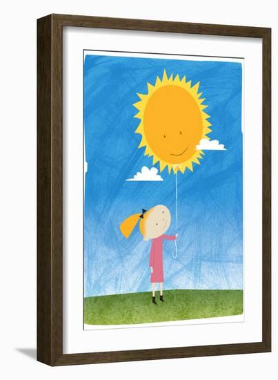 Girl holding a sun balloon-Harry Briggs-Framed Giclee Print