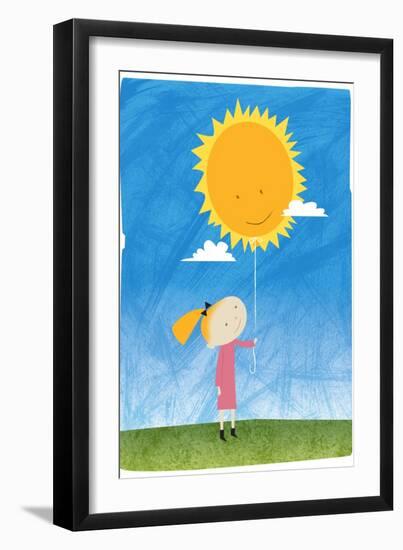 Girl holding a sun balloon-Harry Briggs-Framed Giclee Print