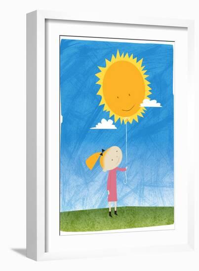 Girl holding a sun balloon-Harry Briggs-Framed Giclee Print