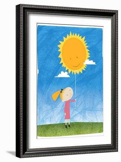 Girl holding a sun balloon-Harry Briggs-Framed Giclee Print