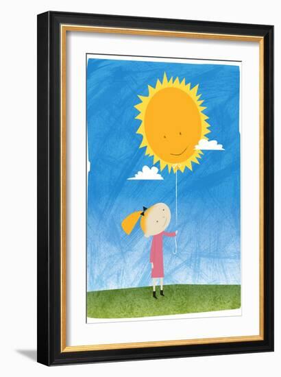 Girl holding a sun balloon-Harry Briggs-Framed Giclee Print