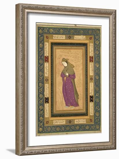 Girl Holding an Aigrette, from the Large Clive Album, c.1620-30-null-Framed Giclee Print