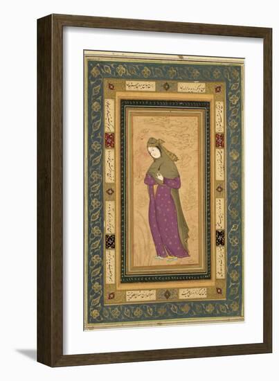 Girl Holding an Aigrette, from the Large Clive Album, c.1620-30-null-Framed Giclee Print