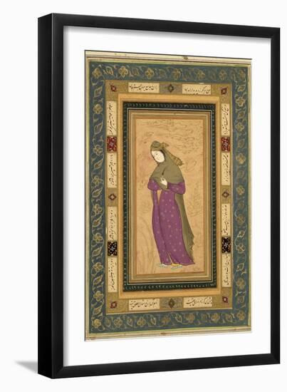 Girl Holding an Aigrette, from the Large Clive Album, c.1620-30-null-Framed Giclee Print