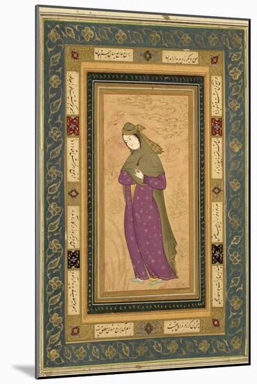 Girl Holding an Aigrette, from the Large Clive Album, c.1620-30-null-Mounted Giclee Print