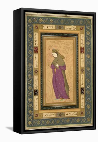 Girl Holding an Aigrette, from the Large Clive Album, c.1620-30-null-Framed Premier Image Canvas