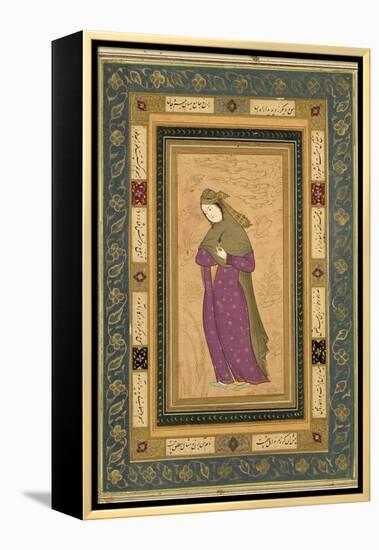 Girl Holding an Aigrette, from the Large Clive Album, c.1620-30-null-Framed Premier Image Canvas