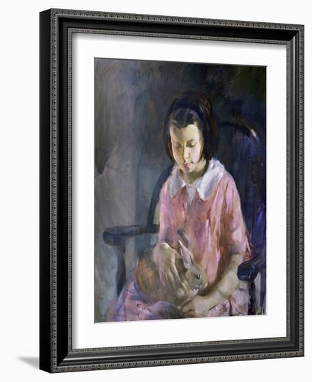 Girl Holding Bunny-Alice Kent Stoddard-Framed Giclee Print