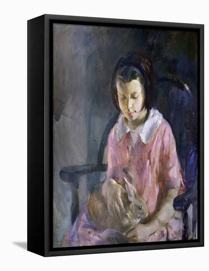 Girl Holding Bunny-Alice Kent Stoddard-Framed Premier Image Canvas