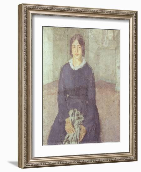 Girl in a Blue Dress Holding a Piece of Sewing-Gwen John-Framed Giclee Print