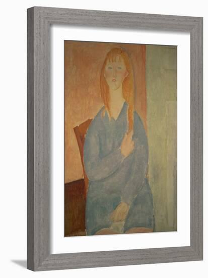 Girl in a Blue Dress-Amedeo Modigliani-Framed Giclee Print