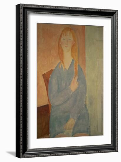 Girl in a Blue Dress-Amedeo Modigliani-Framed Giclee Print