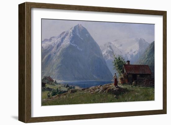 Girl in a Fjord Landscape-Hans Andreas Dahl-Framed Giclee Print