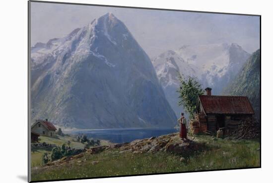 Girl in a Fjord Landscape-Hans Andreas Dahl-Mounted Giclee Print