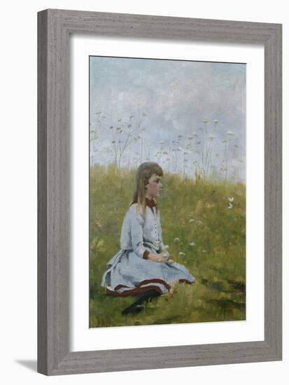 Girl in a flower meadow, circa 1885-Gerhard Peter Frantz Vilhelm Munthe-Framed Giclee Print