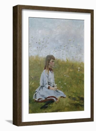 Girl in a flower meadow, circa 1885-Gerhard Peter Frantz Vilhelm Munthe-Framed Giclee Print