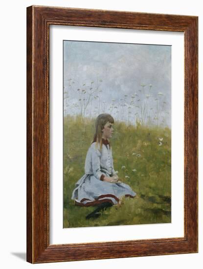 Girl in a flower meadow, circa 1885-Gerhard Peter Frantz Vilhelm Munthe-Framed Giclee Print