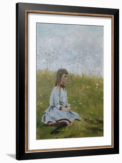 Girl in a flower meadow, circa 1885-Gerhard Peter Frantz Vilhelm Munthe-Framed Giclee Print