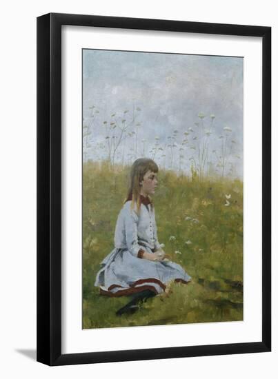 Girl in a flower meadow, circa 1885-Gerhard Peter Frantz Vilhelm Munthe-Framed Giclee Print